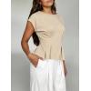 imageCicy Bell Womens Peplum Tops Summer Babydoll Cap Sleeve TShirts Dressy Casual Crew Neck Pleated BlousesLight Khaki