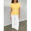 imageCicy Bell Womens Peplum Tops Summer Babydoll Cap Sleeve TShirts Dressy Casual Crew Neck Pleated BlousesLight Yellow