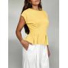 imageCicy Bell Womens Peplum Tops Summer Babydoll Cap Sleeve TShirts Dressy Casual Crew Neck Pleated BlousesLight Yellow