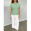 imageCicy Bell Womens Peplum Tops Summer Babydoll Cap Sleeve TShirts Dressy Casual Crew Neck Pleated BlousesPea Green
