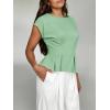 imageCicy Bell Womens Peplum Tops Summer Babydoll Cap Sleeve TShirts Dressy Casual Crew Neck Pleated BlousesPea Green