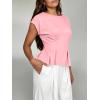 imageCicy Bell Womens Peplum Tops Summer Babydoll Cap Sleeve TShirts Dressy Casual Crew Neck Pleated BlousesPink