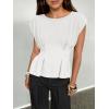 imageCicy Bell Womens Peplum Tops Summer Babydoll Cap Sleeve TShirts Dressy Casual Crew Neck Pleated BlousesWhite