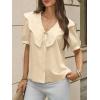 imageCicy Bell Womens Peter Pan Collar Button Down Shirts Puff Short Sleeve Summer Casual Eyelet Tops Cotton Loose Fit BlousesApricot