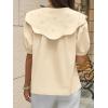 imageCicy Bell Womens Peter Pan Collar Button Down Shirts Puff Short Sleeve Summer Casual Eyelet Tops Cotton Loose Fit BlousesApricot