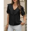 imageCicy Bell Womens Peter Pan Collar Button Down Shirts Puff Short Sleeve Summer Casual Eyelet Tops Cotton Loose Fit BlousesBlack