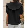 imageCicy Bell Womens Peter Pan Collar Button Down Shirts Puff Short Sleeve Summer Casual Eyelet Tops Cotton Loose Fit BlousesBlack