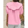 imageCicy Bell Womens Peter Pan Collar Button Down Shirts Puff Short Sleeve Summer Casual Eyelet Tops Cotton Loose Fit BlousesPink