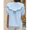 imageCicy Bell Womens Peter Pan Collar Button Down Shirts Puff Short Sleeve Summer Casual Eyelet Tops Cotton Loose Fit BlousesSky Blue
