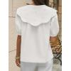 imageCicy Bell Womens Peter Pan Collar Button Down Shirts Puff Short Sleeve Summer Casual Eyelet Tops Cotton Loose Fit BlousesWhite
