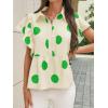 imageCicy Bell Womens Polka Dot Babydoll Tops Peplum Ruffle Cap Sleeve Blouses Summer Casual Half Button Up ShirtsApricot