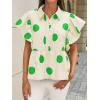 imageCicy Bell Womens Polka Dot Babydoll Tops Peplum Ruffle Cap Sleeve Blouses Summer Casual Half Button Up ShirtsApricot
