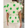 imageCicy Bell Womens Polka Dot Babydoll Tops Peplum Ruffle Cap Sleeve Blouses Summer Casual Half Button Up ShirtsApricot