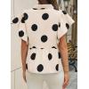 imageCicy Bell Womens Polka Dot Babydoll Tops Peplum Ruffle Cap Sleeve Blouses Summer Casual Half Button Up ShirtsBeige