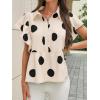 imageCicy Bell Womens Polka Dot Babydoll Tops Peplum Ruffle Cap Sleeve Blouses Summer Casual Half Button Up ShirtsBeige