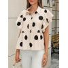 imageCicy Bell Womens Polka Dot Babydoll Tops Peplum Ruffle Cap Sleeve Blouses Summer Casual Half Button Up ShirtsBeige
