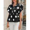imageCicy Bell Womens Polka Dot Babydoll Tops Peplum Ruffle Cap Sleeve Blouses Summer Casual Half Button Up ShirtsBlack