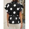 imageCicy Bell Womens Polka Dot Babydoll Tops Peplum Ruffle Cap Sleeve Blouses Summer Casual Half Button Up ShirtsBlack
