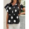 imageCicy Bell Womens Polka Dot Babydoll Tops Peplum Ruffle Cap Sleeve Blouses Summer Casual Half Button Up ShirtsBlack