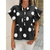 imageCicy Bell Womens Polka Dot Babydoll Tops Peplum Ruffle Cap Sleeve Blouses Summer Casual Half Button Up ShirtsBlack