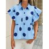 imageCicy Bell Womens Polka Dot Babydoll Tops Peplum Ruffle Cap Sleeve Blouses Summer Casual Half Button Up ShirtsBlue