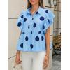 imageCicy Bell Womens Polka Dot Babydoll Tops Peplum Ruffle Cap Sleeve Blouses Summer Casual Half Button Up ShirtsBlue