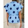 imageCicy Bell Womens Polka Dot Babydoll Tops Peplum Ruffle Cap Sleeve Blouses Summer Casual Half Button Up ShirtsBlue