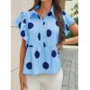 imageCicy Bell Womens Polka Dot Babydoll Tops Peplum Ruffle Cap Sleeve Blouses Summer Casual Half Button Up ShirtsBlue