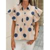 imageCicy Bell Womens Polka Dot Babydoll Tops Peplum Ruffle Cap Sleeve Blouses Summer Casual Half Button Up ShirtsKhaki