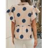 imageCicy Bell Womens Polka Dot Babydoll Tops Peplum Ruffle Cap Sleeve Blouses Summer Casual Half Button Up ShirtsKhaki