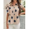 imageCicy Bell Womens Polka Dot Babydoll Tops Peplum Ruffle Cap Sleeve Blouses Summer Casual Half Button Up ShirtsKhaki