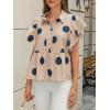 imageCicy Bell Womens Polka Dot Babydoll Tops Peplum Ruffle Cap Sleeve Blouses Summer Casual Half Button Up ShirtsKhaki