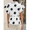imageCicy Bell Womens Polka Dot Babydoll Tops Peplum Ruffle Cap Sleeve Blouses Summer Casual Half Button Up ShirtsWhite