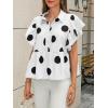 imageCicy Bell Womens Polka Dot Babydoll Tops Peplum Ruffle Cap Sleeve Blouses Summer Casual Half Button Up ShirtsWhite