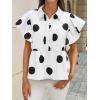imageCicy Bell Womens Polka Dot Babydoll Tops Peplum Ruffle Cap Sleeve Blouses Summer Casual Half Button Up ShirtsWhite