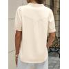 imageCicy Bell Womens Puff Short Sleeve Blouses Summer Casual Half Button Down Collared Shirts Cotton Loose Fit Work TopsBeige