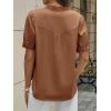 imageCicy Bell Womens Puff Short Sleeve Blouses Summer Casual Half Button Down Collared Shirts Cotton Loose Fit Work TopsBrown