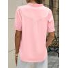 imageCicy Bell Womens Puff Short Sleeve Blouses Summer Casual Half Button Down Collared Shirts Cotton Loose Fit Work TopsPink