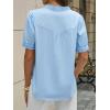 imageCicy Bell Womens Puff Short Sleeve Blouses Summer Casual Half Button Down Collared Shirts Cotton Loose Fit Work TopsSky Blue