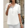 imageCicy Bell Womens Puff Short Sleeve Blouses Summer Casual Half Button Down Collared Shirts Cotton Loose Fit Work TopsWhite