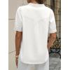 imageCicy Bell Womens Puff Short Sleeve Blouses Summer Casual Half Button Down Collared Shirts Cotton Loose Fit Work TopsWhite