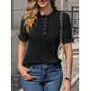 imageCicy Bell Womens Puff Short Sleeve Sweater Tops Ruffle Henley Neck Spring Summer Pullover Dressy Casual Knit ShirtsBlack