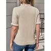 imageCicy Bell Womens Puff Short Sleeve Sweater Tops Ruffle Henley Neck Spring Summer Pullover Dressy Casual Knit ShirtsKhaki