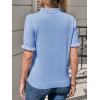 imageCicy Bell Womens Puff Short Sleeve Sweater Tops Ruffle Henley Neck Spring Summer Pullover Dressy Casual Knit ShirtsSky Blue
