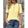 imageCicy Bell Womens Puff Short Sleeve Sweater Tops Ruffle Henley Neck Spring Summer Pullover Dressy Casual Knit ShirtsYellow