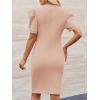 imageCicy Bell Womens Puff Sleeve Bodycon Work Dresses Crew Neck Business Casual Office Pencil DressKhaki