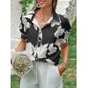 imageCicy Bell Womens Puff Sleeve Button Down Shirts Floral Print Summer Casual Tops Boho Loose Fit Collared BlouseBlack