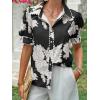 imageCicy Bell Womens Puff Sleeve Button Down Shirts Floral Print Summer Casual Tops Boho Loose Fit Collared BlouseBlack