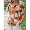imageCicy Bell Womens Puff Sleeve Button Down Shirts Floral Print Summer Casual Tops Boho Loose Fit Collared BlouseBrown