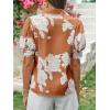 imageCicy Bell Womens Puff Sleeve Button Down Shirts Floral Print Summer Casual Tops Boho Loose Fit Collared BlouseBrown